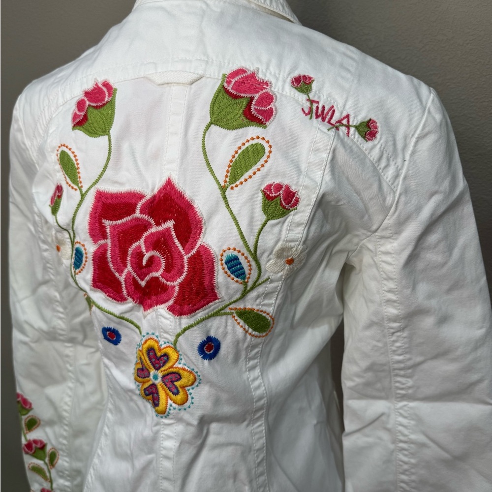 Vintage Johnny Was Embroidered Floral White Jacket